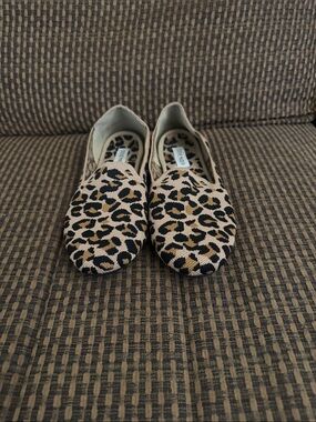 Steve Madden Leopard Canvas Slip-On Flats - Beige Black Tan